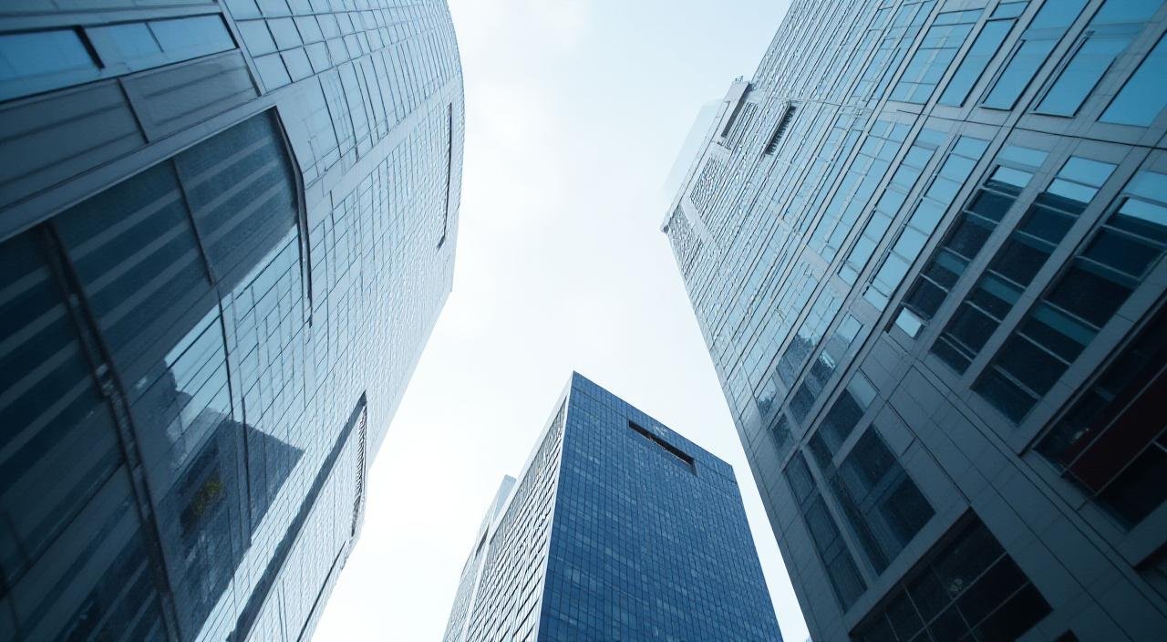 Modern business district in India showing high-rise buildings and growth