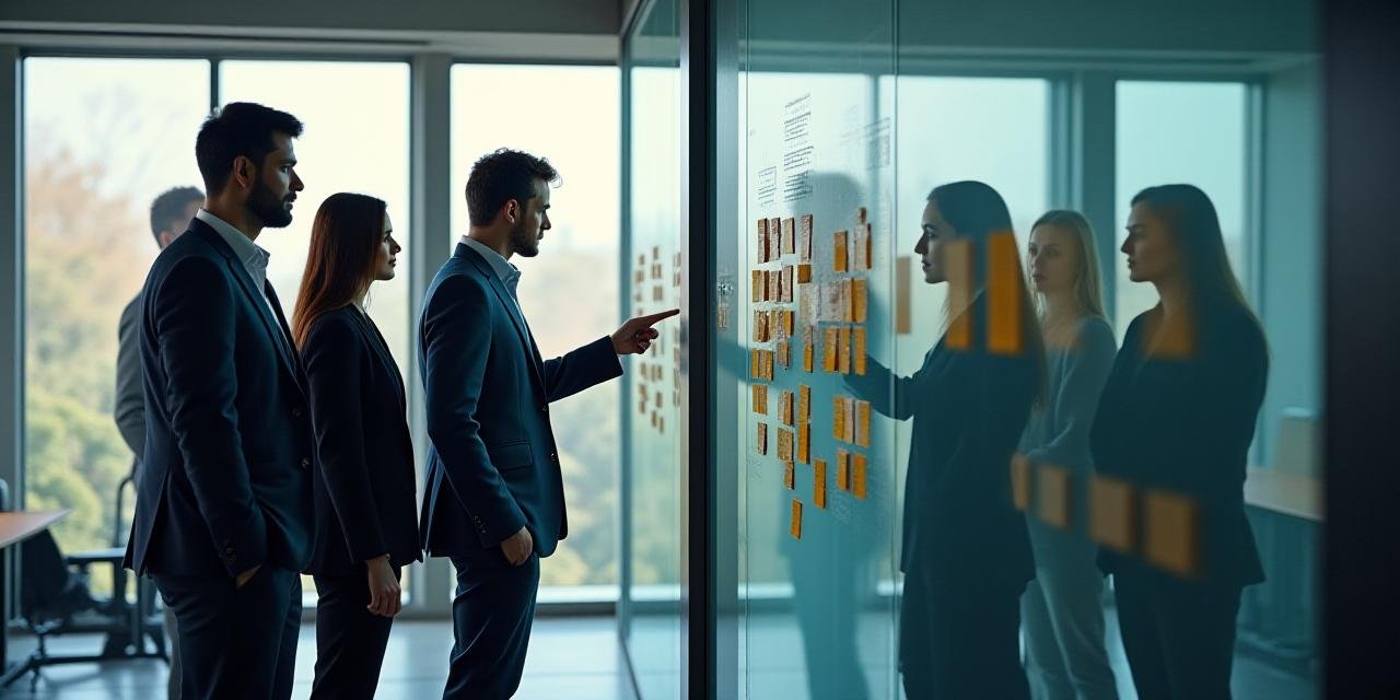 Team collaborating on process mapping in a modern New Delhi office